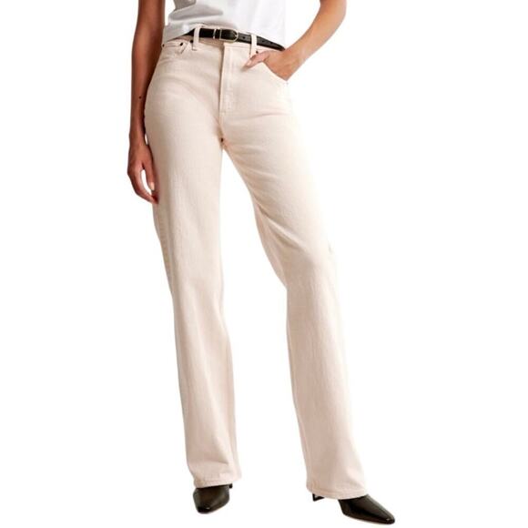 Abercrombie & Fitch High Rise 90s Relaxed Jean Light Pink 30 Short NWT - Picture 1 of 9